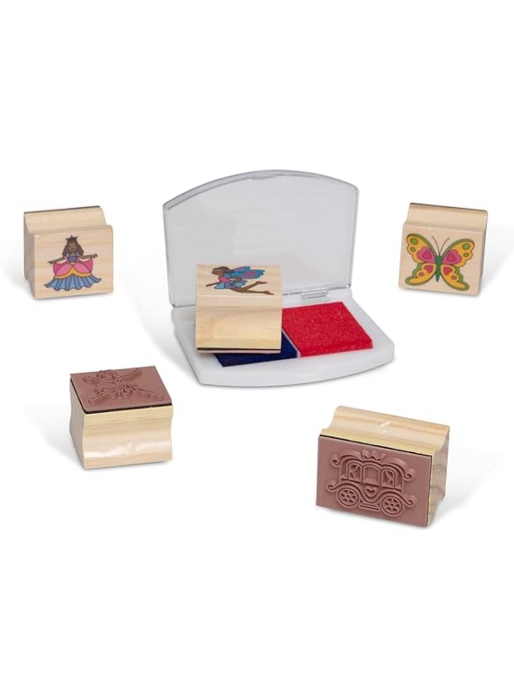 Melissa & Doug Fairy Tale Wooden Stamp Set - New in Wooden Box - Picture 4 of 4